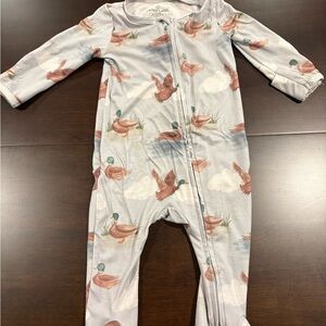 Caden Lane Duck Print Kids One Piece footie pajamas 0-3 bamboo little duckling
